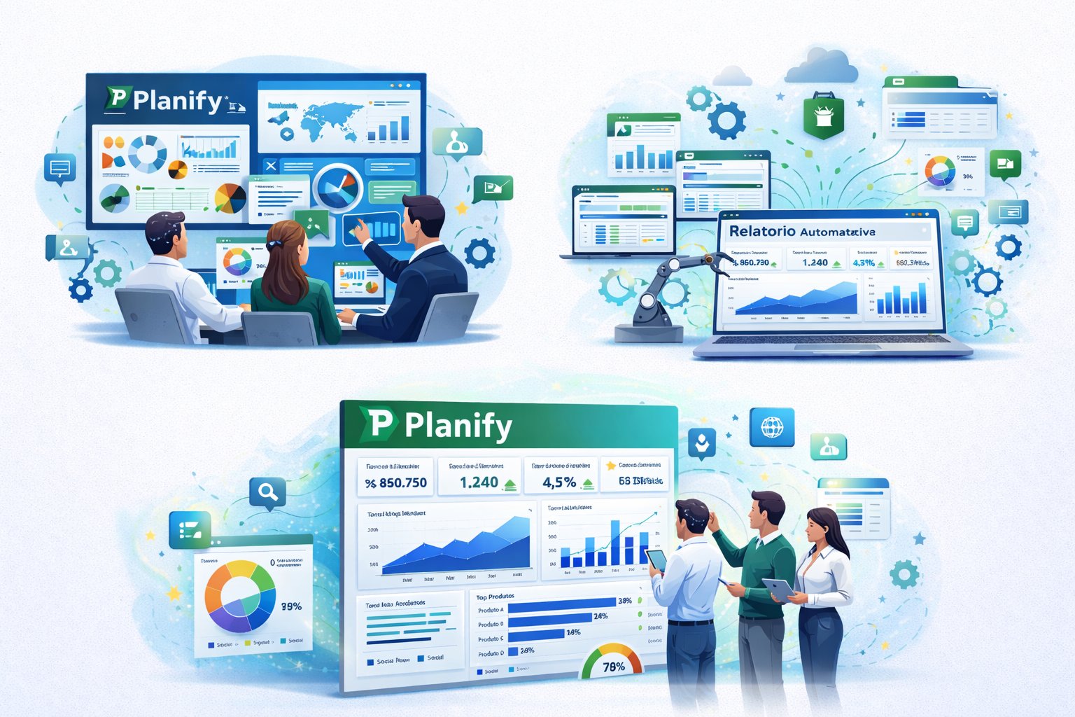 Sistema de gestão Planify com relatórios automatizados